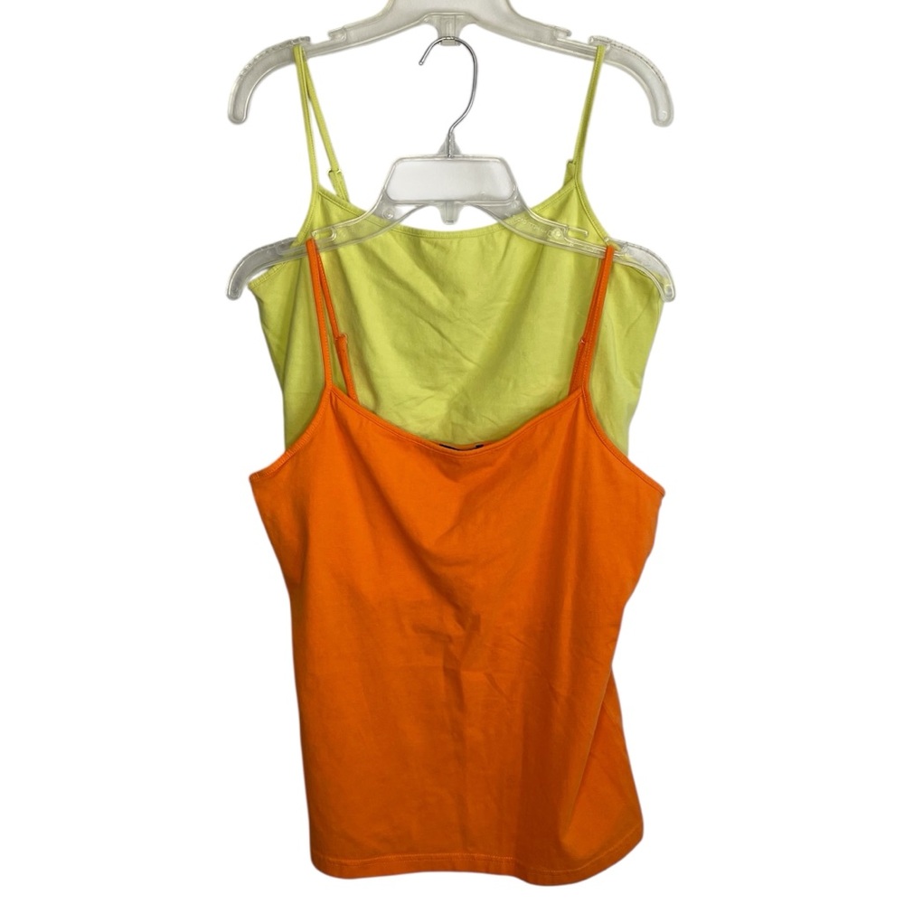 Vintage Y2K GAP Stretch Green Orange Stretchy Sleeveless Cami Tank Top 2 Pack